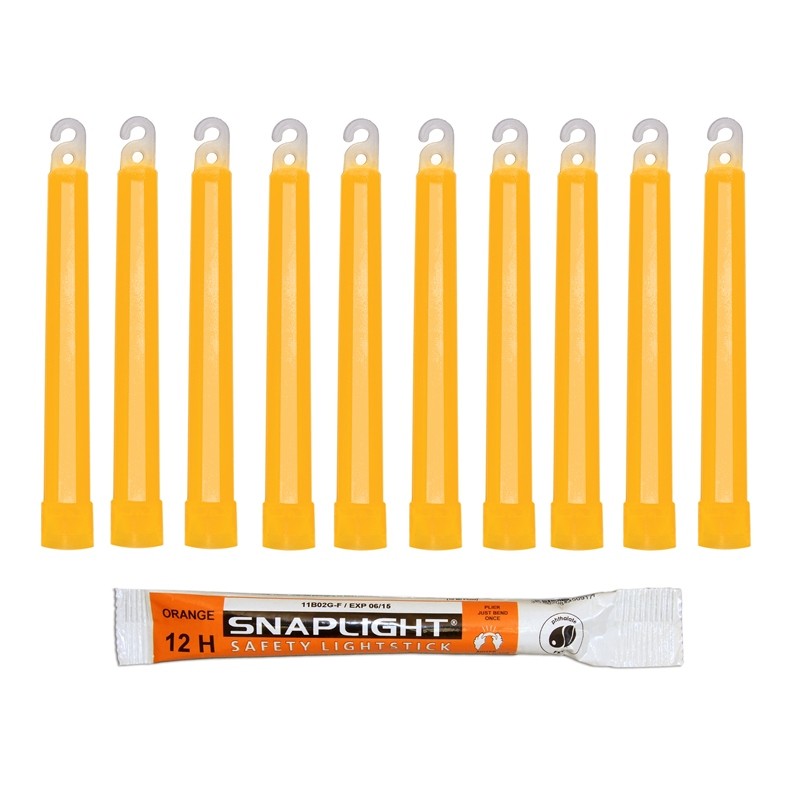 Cyalume ChemLight Tactique - Bâtons Lumineux Orange 12h - Lot De 10 - Date D'expiration 03/2026